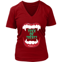 Halloween Trick or Treat T-Shirt - Vampire Fangs Tshirt - Womens Plus Size up to 4X