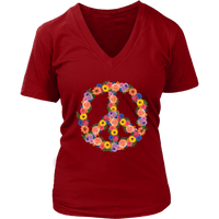 Flower Garden Peace Sign T-Shirt - Retro Pastel Flowers Tee - Womens Plus Size up to 4X