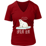 Bipolar Polar Bear Mental Health Awareness Month Animal Pun V-Neck T-Shirt Womens Plus Size S-4XL