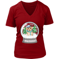 Dog Snowglobe Winter Tshirt - Cute Christmas Puppy Tee Shirt - Womens Plus Size Up To 4X