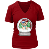 Dog Snowglobe Winter Tshirt - Cute Christmas Puppy Tee Shirt - Womens Plus Size Up To 4X