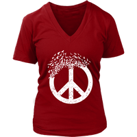 Dove Birds Peace Sign T-Shirt - Doves 70s Retro Tee - Womens Plus Size up to 4X