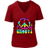 Groovy Peace Sign 60s 70s Tshirt Retro Hippie Soul V-Neck T-Shirt Womens Plus Size S-4XL