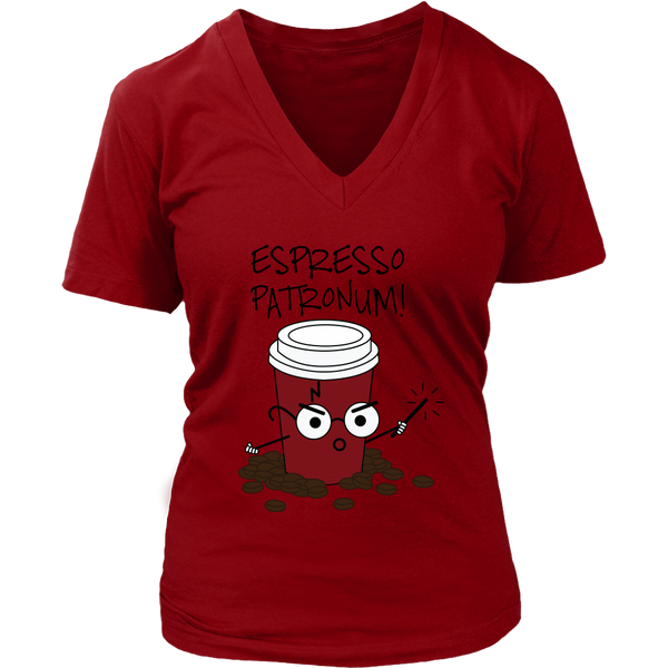 Espresso Patronum Wizard T-Shirt - Funny Coffee Pun Tshirt - Womens Plus Size Up To 4X