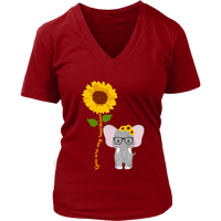 Sunflower Elephant T-Shirt Animal Flowers You are My SunshineTee Plus Size V-Neck Up to 4X