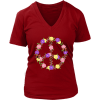 Flower Butterflies Peace Sign Tshirt - Retro 60s 70s Tee - Womens Plus Size Up To 4X