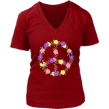 Flower Butterflies Peace Sign Tshirt - Retro 60s 70s Tee - Womens Plus Size Up To 4X