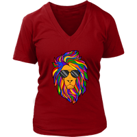 Lion with Rainbow Mane T-Shirt - Cool Wild Animal T Shirt - Womens Plus Size up to 4X