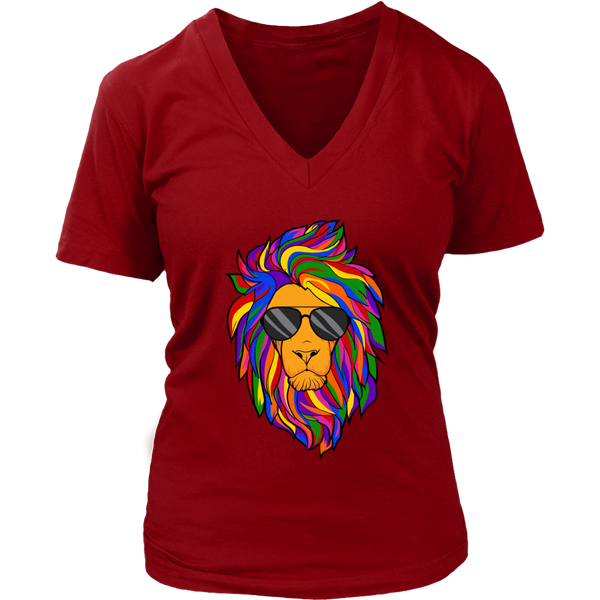 Lion with Rainbow Mane T-Shirt - Cool Wild Animal T Shirt - Womens Plus Size up to 4X