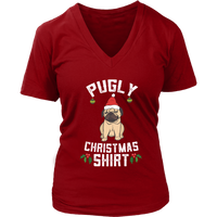 Pugly Ugly Pug Dog Tshirt - Christmas Doggy T-Shirt - Womens Plus Size Up To 4X