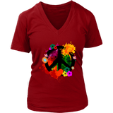 Paint Splatter Peace Sign T-Shirt - Retro Flowers Tee - Womens Plus Size Up To 4X