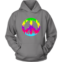 Dripping Paint Peace Sign Hoodie - 60s 70s Hippie Retro Sweatshirt - Long Sleeve - Plus Size Up To 5X