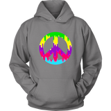 Dripping Paint Peace Sign Hoodie - 60s 70s Hippie Retro Sweatshirt - Long Sleeve - Plus Size Up To 5X