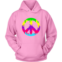 Dripping Paint Peace Sign Hoodie - 60s 70s Hippie Retro Sweatshirt - Long Sleeve - Plus Size Up To 5X