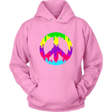 Dripping Paint Peace Sign Hoodie - 60s 70s Hippie Retro Sweatshirt - Long Sleeve - Plus Size Up To 5X